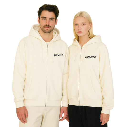 Unisex offwhite Zip Up Hoodie